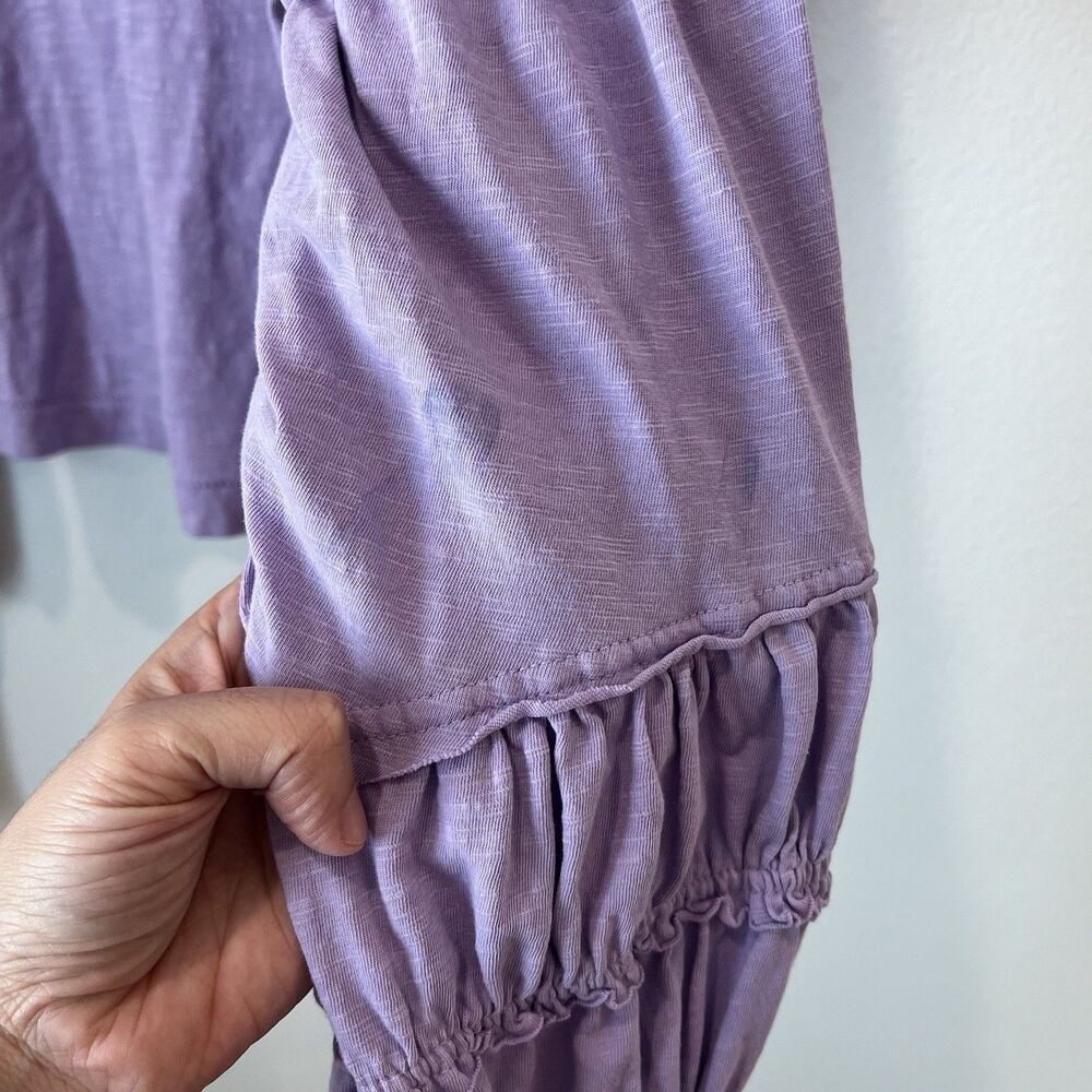 Anthropologie Pilcro Crew Neck-ruched And Smocked Sleeve Top Lavender Medium - Picture 5 of 9